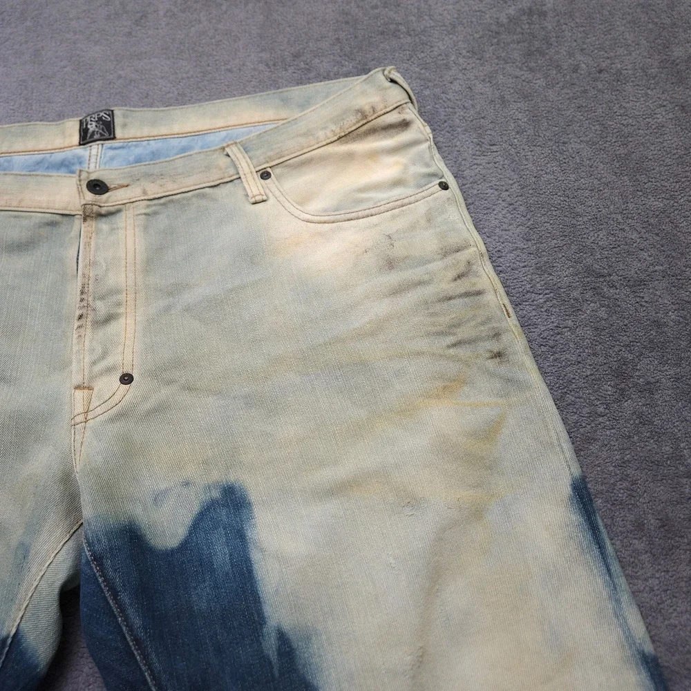 PRPS Men's Barracuda Jeans Mens 42x33 Straight Leg Dirty Bleached Wash Denim